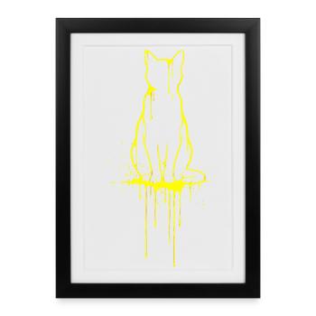 Silhouette de chat Look doré - Affiche encadrée (27 × 37 cm) - noir - Devant