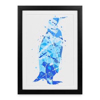 Pingouins Enfants Colorés Garçons Garçons Penguin - Affiche encadrée (27 × 37 cm) - noir - Devant