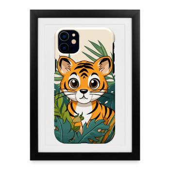 Petit tigre dans la jungle - Affiche encadrée (27 × 37 cm) - noir - Devant