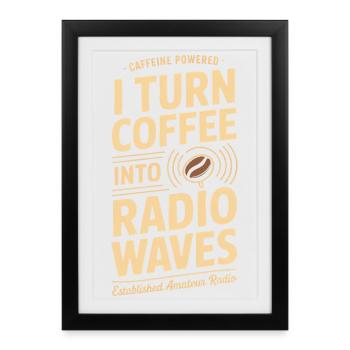 Tee des ondes radio à la caféine - Affiche encadrée (27 × 37 cm) - noir - Devant