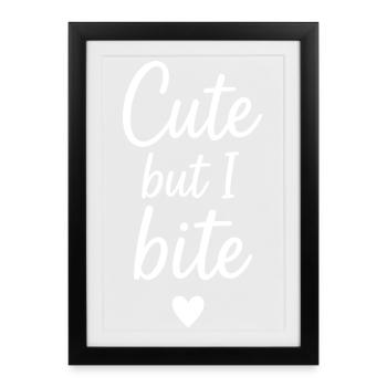 Un joli dicton pour les femmes : je mords les gentilles dames - Affiche encadrée (27 × 37 cm) - noir - Devant