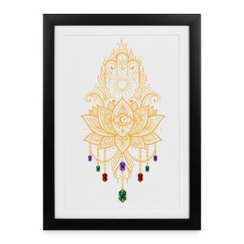 Spiritualité Géométrie Sacrée Fleur de Lotus Zen - Affiche encadrée (27 × 37 cm) - noir - Devant