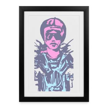 motarde - Affiche encadrée (27 × 37 cm) - noir - Devant