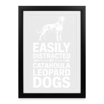 Cadeau de la parole du chien léopard Catahoula de Louisiane - Affiche encadrée (27 × 37 cm) - noir - Devant