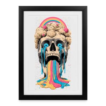 Psychedelic Skull Rainbow - Framed poster (27 × 37 cm) - black - Front
