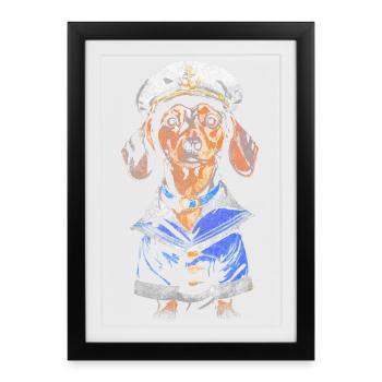 Seemann-Dackel - Gerahmtes Poster (27 × 37 cm) - Schwarz - Vorne