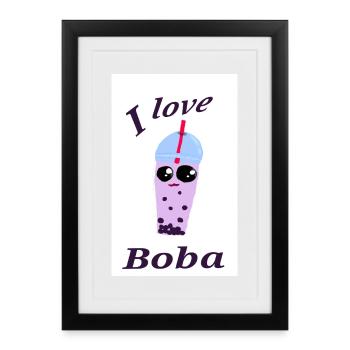 Funny Bubble Tea Illustration - Framed poster (27 × 37 cm) - black - Front