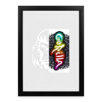 Neon Graffiti Text on Brick - Framed poster (27 × 37 cm) - black - Front