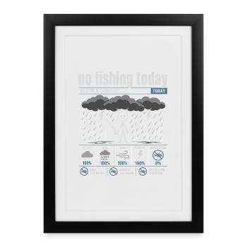 No Fishing Today | Humour Pêcheur Distrait - Affiche encadrée (27 × 37 cm) - noir - Devant