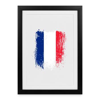 Brushstroke French Flag - Framed poster (27 × 37 cm) - black - Front