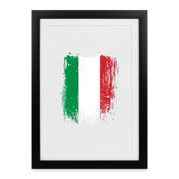 Drapeau de l’Italie Pinceau Grunge - Affiche encadrée (27 × 37 cm) - noir - Devant