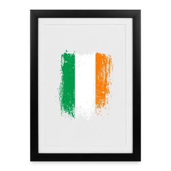 Drapeau tricolore irlandais en détresse - Affiche encadrée (27 × 37 cm) - noir - Devant