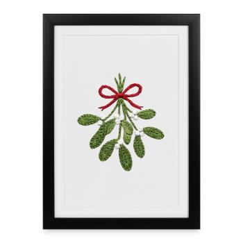 Embroidered mistletoe – romantic Christmas (printed) - Framed poster (27 × 37 cm) - black - Front