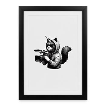 Unicorn Cat Cameraman - Framed poster (27 × 37 cm) - black - Front