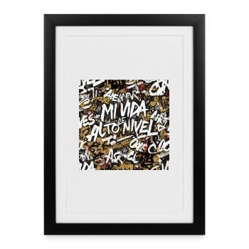 Graffiti urbain vibrant - Affiche encadrée (27 × 37 cm) - noir - Devant
