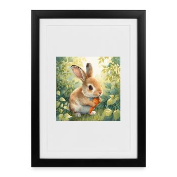 Petit lapin mignon - Affiche encadrée (27 × 37 cm) - noir - Devant