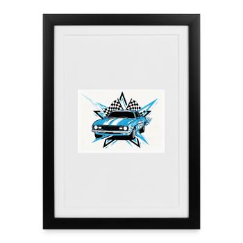 Course rétro - Affiche encadrée (27 × 37 cm) - noir - Devant
