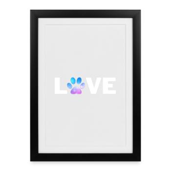 Pfotenherz Tattoodesign für Tierliebhaber - Gerahmtes Poster (27 × 37 cm) - Schwarz - Vorne