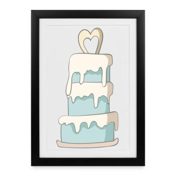 Gâteau de mariage - Affiche encadrée (27 × 37 cm) - noir - Devant