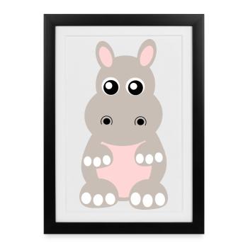Hippopotame, Hippopotame - Affiche encadrée (27 × 37 cm) - noir - Devant