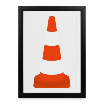 Cône de cône de trafic de pylônes Cône d’avertissement Cône icône de cône - Affiche encadrée (27 × 37 cm) - noir - Devant