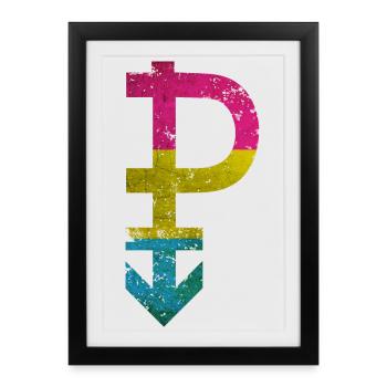 symbol pansexuality pride flag grunge effect - Framed poster (27 × 37 cm) - black - Front