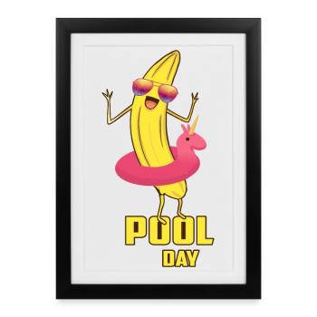 Banane Cool Pool - Affiche encadrée (27 × 37 cm) - noir - Devant