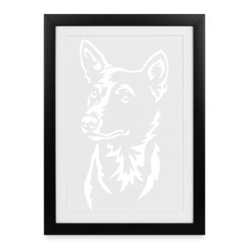 Tête de Basenji « BlackEdition » - Affiche encadrée (27 × 37 cm) - noir - Devant
