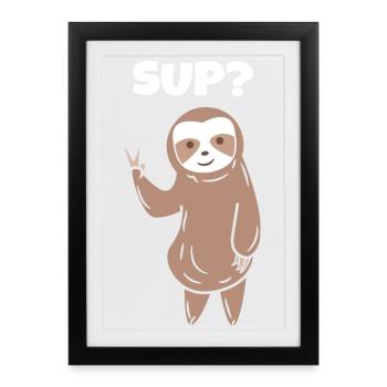 Paresseux Cool Dicton Animal Zoo Jungle Jungle - Affiche encadrée (27 × 37 cm) - noir - Devant