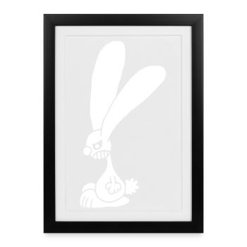 Grumpy white rabbit - Framed poster (27 × 37 cm) - black - Front