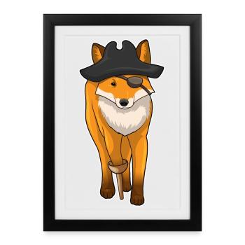 Fox Pirate Eye Patch - Framed poster (27 × 37 cm) - black - Front