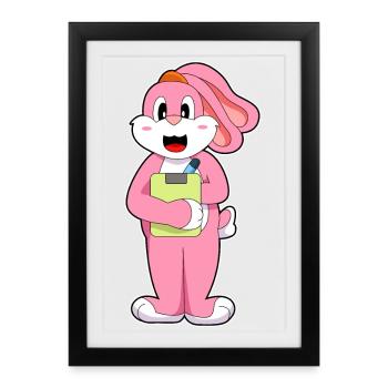 Bureau du Secrétaire Bunny Clipboard - Affiche encadrée (27 × 37 cm) - noir - Devant