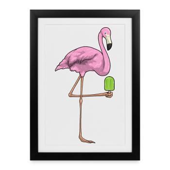 Popsicles flamants roses - Affiche encadrée (27 × 37 cm) - noir - Devant