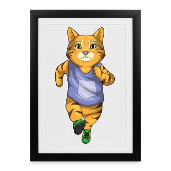 Cat Jogger Jogging Sport - Framed poster (27 × 37 cm) - black - Front