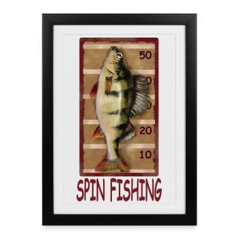 Pêche au lancer et record de perche - Pêche - Affiche encadrée (27 × 37 cm) - noir - Devant