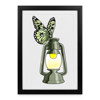 Lanterne Papillon - Affiche encadrée (27 × 37 cm) - noir - Devant