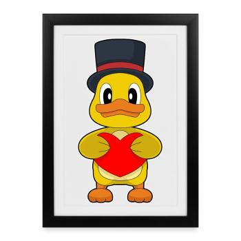 Duck Groom Heart Wedding - Framed poster (27 × 37 cm) - black - Front