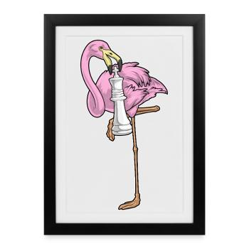 Flamingo Chess Piece King Chess - Framed poster (27 × 37 cm) - black - Front