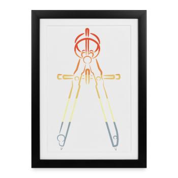 Boussole Look Vintage - Affiche encadrée (27 × 37 cm) - noir - Devant