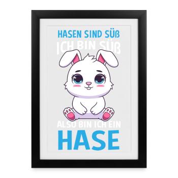 Les lapins sont mignons Je suis mignon donc je suis un lapin - Affiche encadrée (27 × 37 cm) - noir - Devant