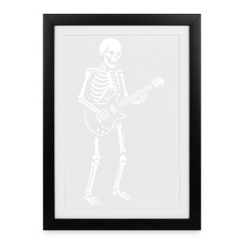 Skeleton Guitarist Illustration - Framed poster (27 × 37 cm) - black - Front