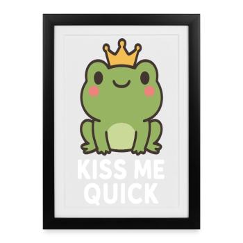 Embrasse la grenouille - Affiche encadrée (27 × 37 cm) - noir - Devant