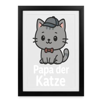 Casquette chat au design mignon - Affiche encadrée (27 × 37 cm) - noir - Devant