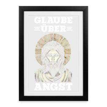 Jesus Christlich Katholiken Gläubiger Gottesdienst - Gerahmtes Poster (27 × 37 cm) - Schwarz - Vorne