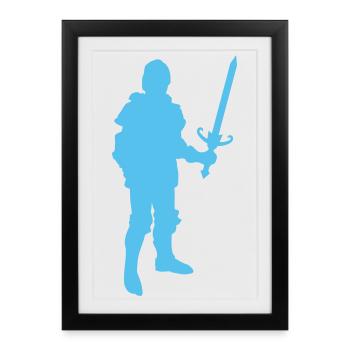 Silhouette de chevalier bleu - Affiche encadrée (27 × 37 cm) - noir - Devant