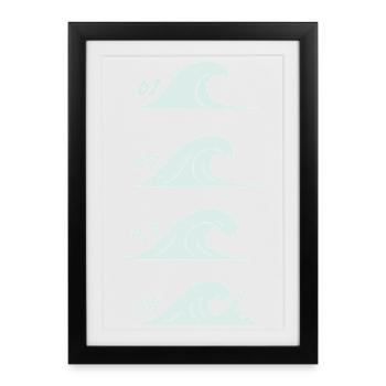 Minimalist Waves Illustration Sea - Framed poster (27 × 37 cm) - black - Front