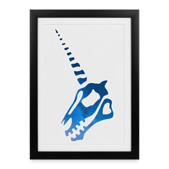 Unicorn skull and starry sky - Framed poster (27 × 37 cm) - black - Front