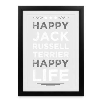 Jack Russell Happy Life - Framed poster (27 × 37 cm) - black - Front