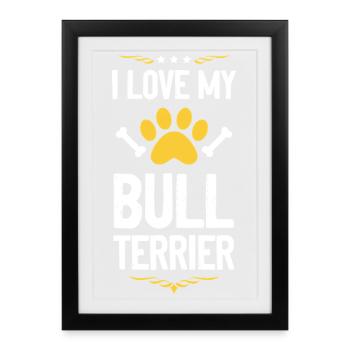 Bull Terrier Pride Paw Print - Gerahmtes Poster (27 × 37 cm) - Schwarz - Vorne