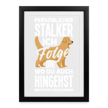 Golden Retriever Propriétaire Cadeau Propriétaire - Affiche encadrée (27 × 37 cm) - noir - Devant